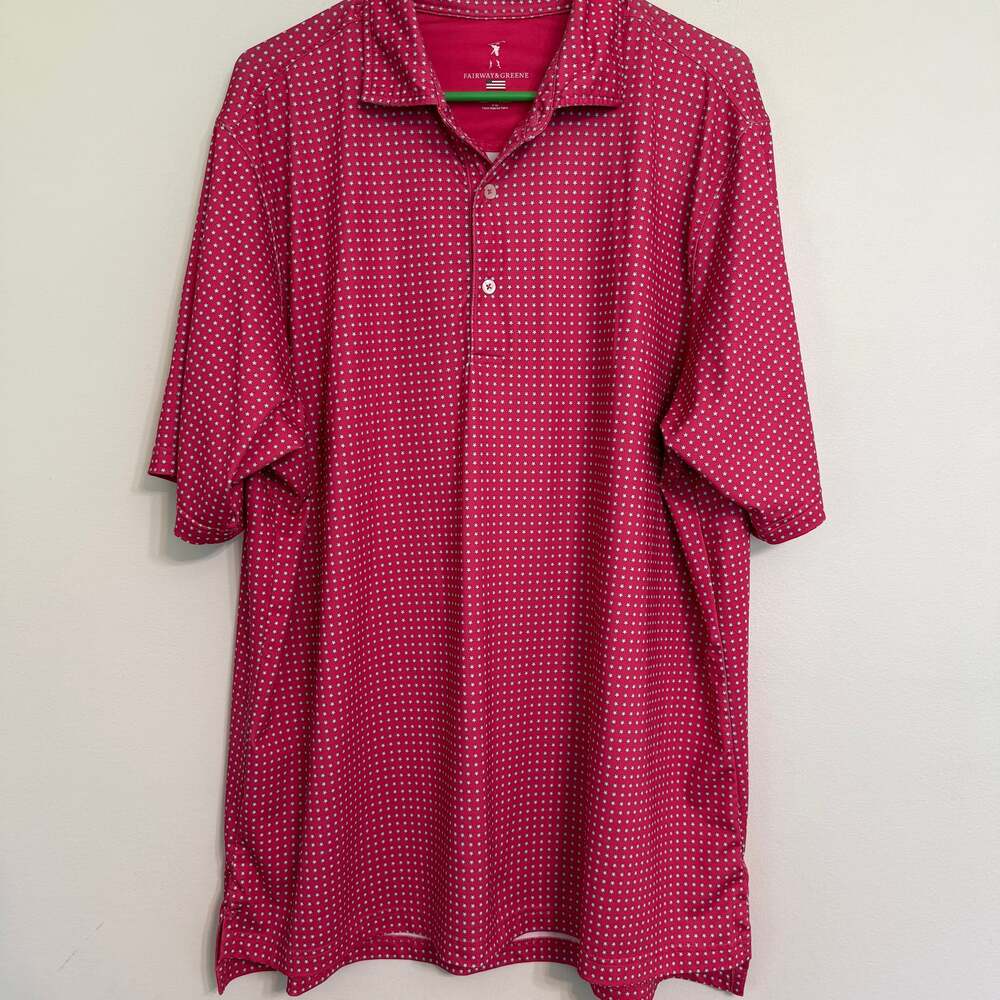 Fairway & Greene Mens XL Red Stars Golf Polo Shirt Pilgrim’s Run‎